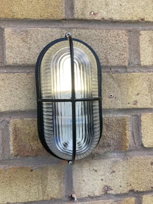 Wickes Black Caged Oval Bulkhead Light 60W Wickes