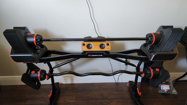 Bowflex selecttech 2080 barbell sales stand with media rack