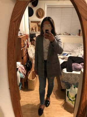Jacquard Boyfriend Blazer for Women Old Navy