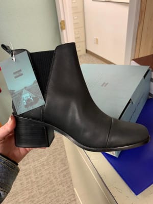 TOMS Esme Leather Chelsea Boot Women s Shoes in Black Leather Buckle
