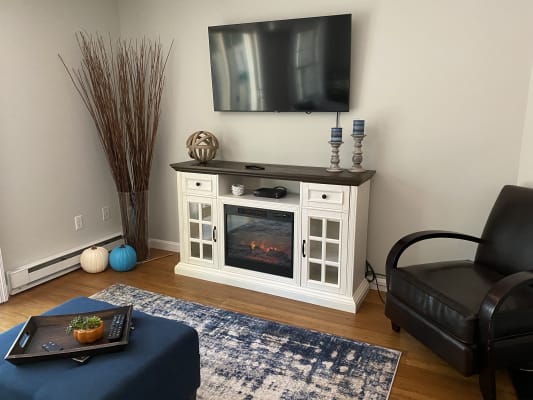 60 White Brown Electric Fireplace, Fireplace Mantel Tv Stand Big Lots