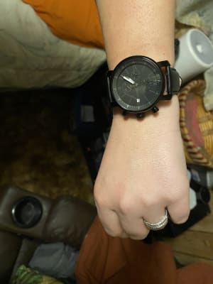 Rhett chronograph black leather watch outlet