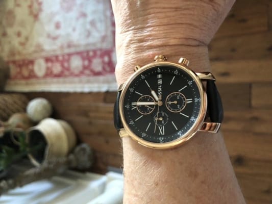 Fossil rhett chronograph shop black leather watch