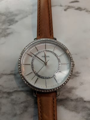 Jocelyn Three-Hand Brown Leather Watch