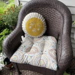 Round Yellow Tufted Sun Face Indoor Outdoor Throw Pillow
