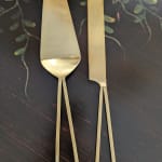 Gold Stainless Steel Metal Cake Servers 2 Piece Set