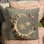 Slate Blue Velvet Moon Embroidered Throw Pillow - World Market