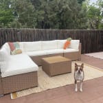 Leila Gold and Ivory Diamond Geo Recycled Indoor Outdoor Rug