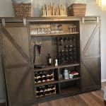 Large Burnt Alder Farmhouse Barn Door Bookshelf