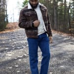 Men's Wrangler® Sherpa Lined Jacquard Print Jacket in Dark Sapphire