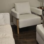 Coralie Ivory and Exposed Wood Curved Back Upholstered Chair - World Market