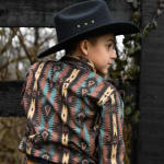 Boy's Checotah Long Sleeve Western Snap Shirt in Brown Chain