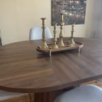 Acacia Wood And Gold Metal Pedestal Serving Tray