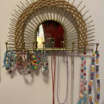 Metal and Rattan Arch Wall Jewelry Holder