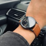 Ledger Three-Hand Brown Leather Watch 