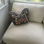Navy Multicolor Embroidered Butterfly Shaped Pillow