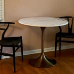 Leilani White Marble Top and Gold Tulip Dining Table