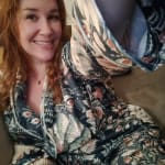Gray and Green Jacobean Floral Fleece Robe
