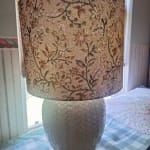 Pink and Taupe Floral Block Print Drum Table Lamp Shade
