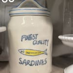 Blue and White Wax Resist Sardines Storage Canister