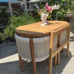 Monterey Bay Wood and Rope Nesting 3 Piece Outdoor Dining Set