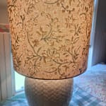 Pink and Taupe Floral Block Print Drum Table Lamp Shade