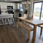 Keaton Weathered Pine and Herringbone Dining Table