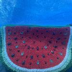 Red and Green Straw Watermelon Beaded Crossbody Bag