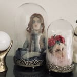 Brass and Milk Glass Globe Mystic Hand Shaped LED Table Lamp