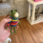Wool Frog with Striped Shirt Ornament
