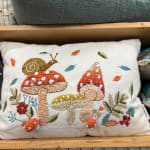 Embroidered Mushroom Lumbar Pillow