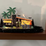 Laser Cut Wood Hearse House Halloween LED Light Up Decor