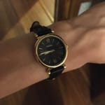 Carlie Mini Three-Hand Black Leather 