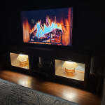 Chaya Amber Blown Glass Wavy Stacked Empire Shade Table Lamp