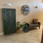 CRAFT Teal Carved Wood Peacock Storage Cabinet