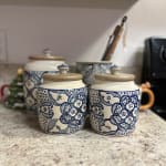 Tunis White and Blue Ceramic Utensil Holder