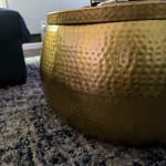 Cala Round Gold Hammered Metal Storage Coffee Table