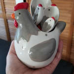 Bits and Pieces - Ceramic Chicken Measuring Spoons - Whimsical and Practical Chicken Figurine with 4 Measuring Spoons - Adds Quirky Charm to Your