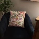 Light Aqua Multicolor Embroidered Bird Throw Pillow