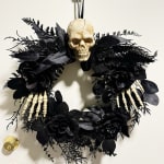 Black Faux Floral and Skeleton Wreath - World Market