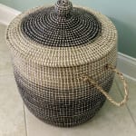 Amelia Ombre Seagrass Tote Basket With Lid