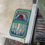 Blue and Aqua Tinned Sardines Hand Tufted Coir Doormat - World Market