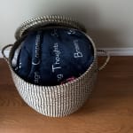 Adira Oversized Black and Natural Seagrass Basket with Lid
