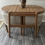 Monterey Bay Wood and Rope Nesting 3 Piece Outdoor Dining Set
