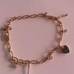 Heart Rose Gold Tone Steel Charm Bracelet Jf Fossil