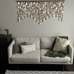 Champagne Capiz Shell And Natural Wood Wall Hanging