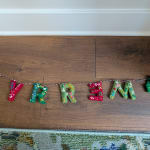 Red and Green Wool Embroidered Merry Garland
