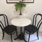 Round White Marble and Black Metal Bistro Side Table