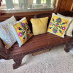 Yellow Floral Tufted Indoor Outdoor Throw Pillow