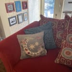 Slate Blue Velvet Moon Embroidered Throw Pillow - World Market